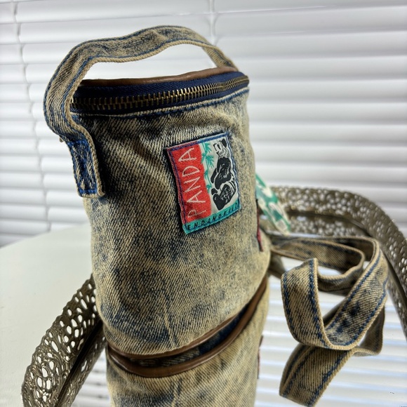 Vintage Fanny Pack Deadstock Acid Wash Denim Bag Save the Whales Panda Travel - Picture 2 of 11